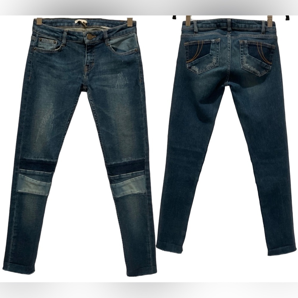 Maje Skinny Jeans with Denim Patches Size 1